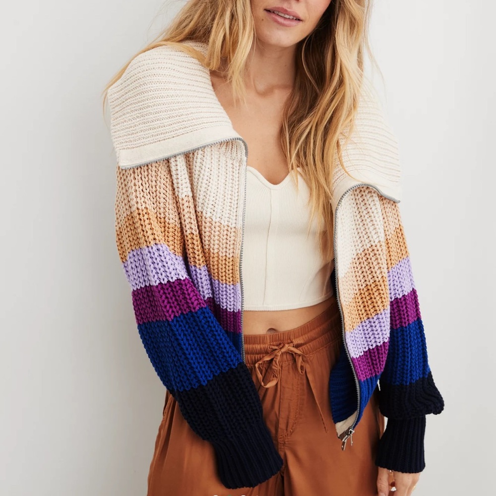 NWT Aerie Double Zip Cardigan Sweater